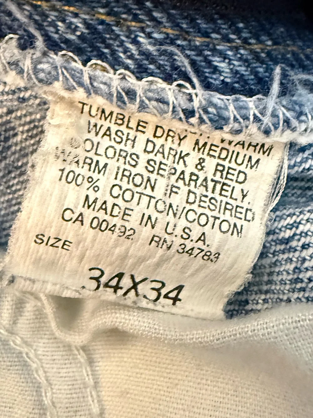 Vintage Lee USA Union Made Straight Leg Jeans 34x34 Fits 32x32 Medium Blue Wash - Picture 4 of 15